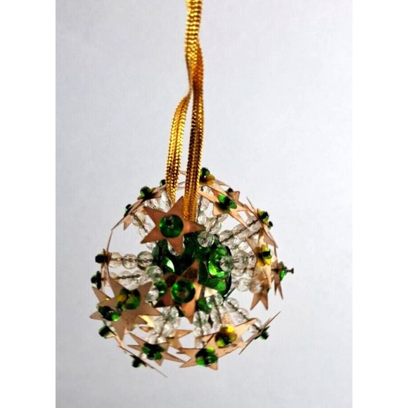 Vintage Christmas Ornaments Push Pin Silver Sequin Mosaic Retro Set Of 2 - Picture 2 of 3